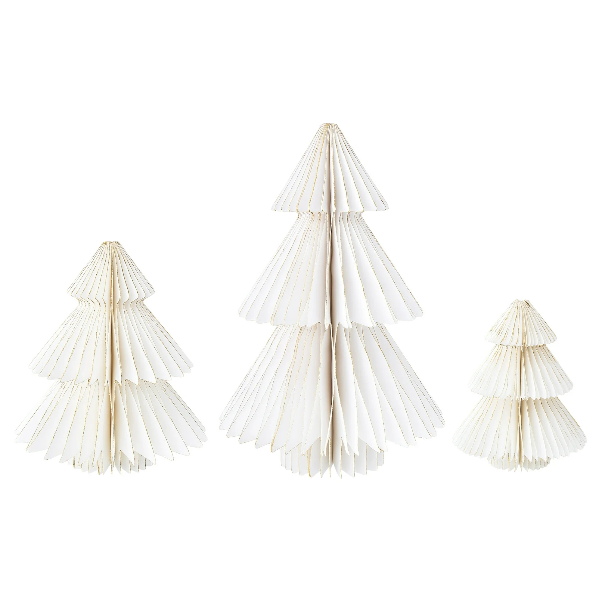 Paper Christmas Tree Tabletop Decorations, White, 3 Count, by Holiday Time | Walmart (US)