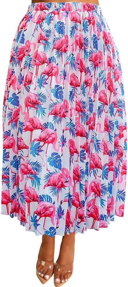 TOB Women's Sexy Summer High Waist Chiffon Printed Colorful Midi Skirt | Amazon (US)