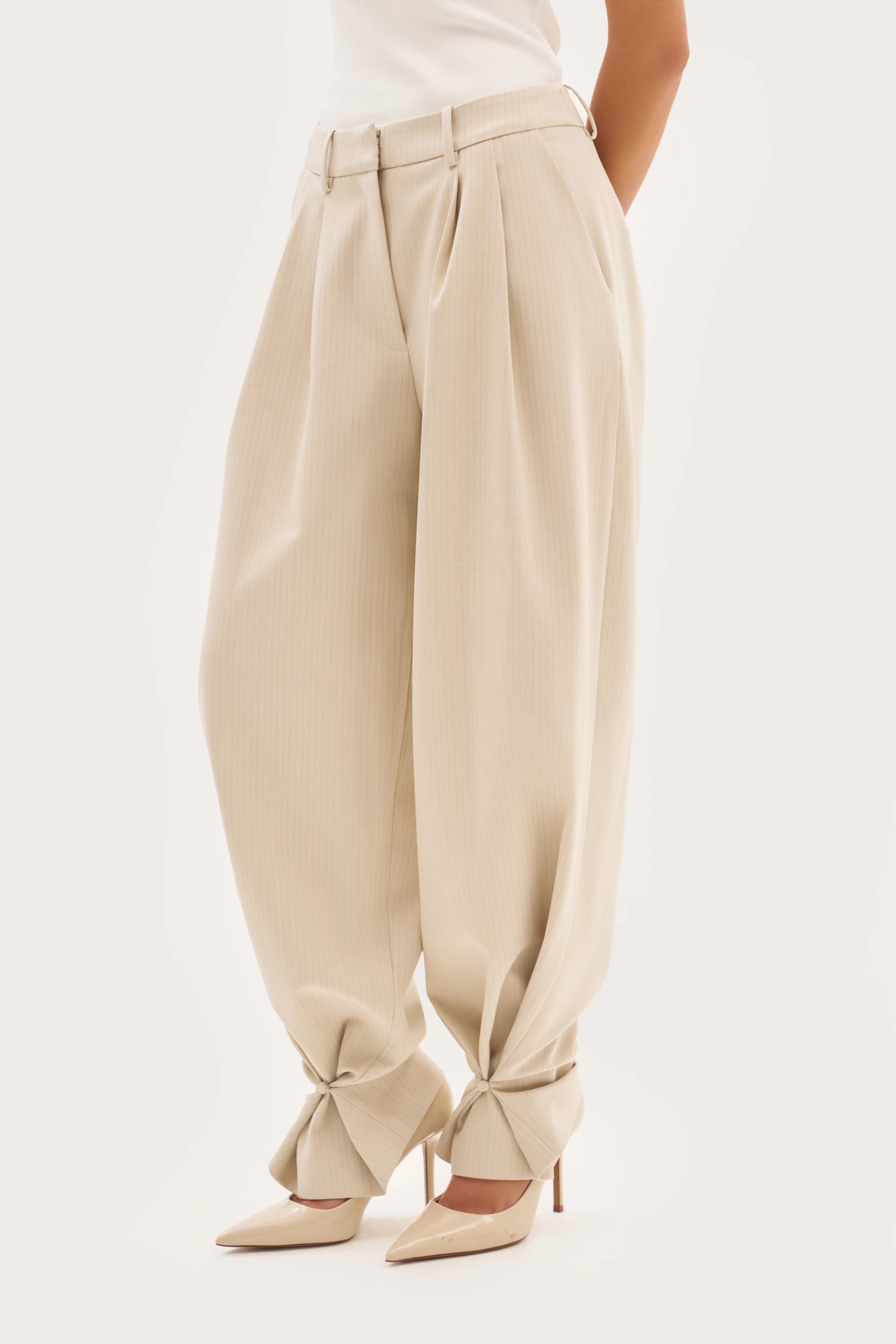 Polina Trousers With Cuff Detail - Beige | Maebe UK