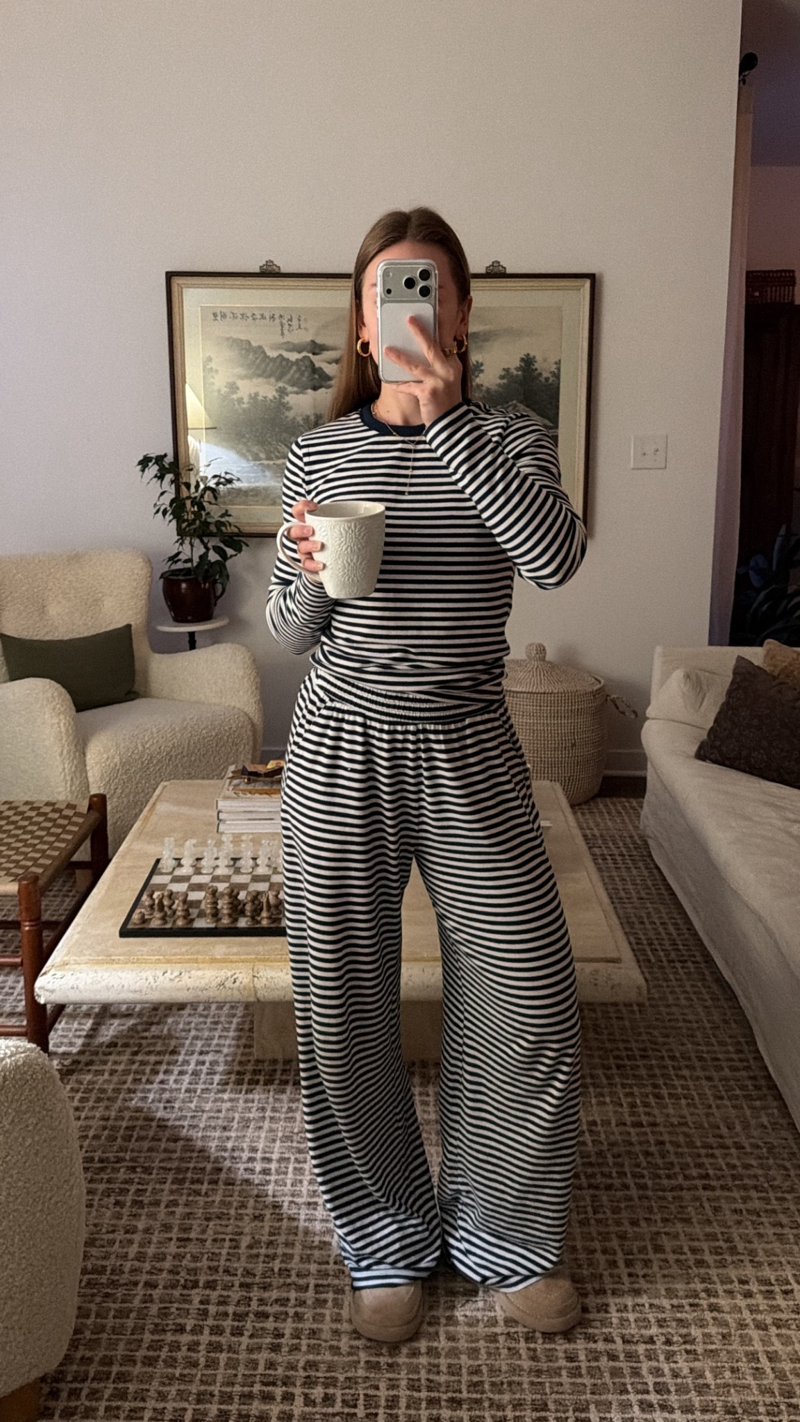 1/19/26 Morning loungewear - Linking my new Abercrombie lounge set in the navy stripe. I already own this set in grey and wear it constantly, so I had to grab this colorway too. It’s insanely soft, cozy, and one of those sets you’ll reach for on repeat. For reference, I’m wearing an XS in the bottoms and a S in the top.

#LTKootd #LTKmorningroutine
