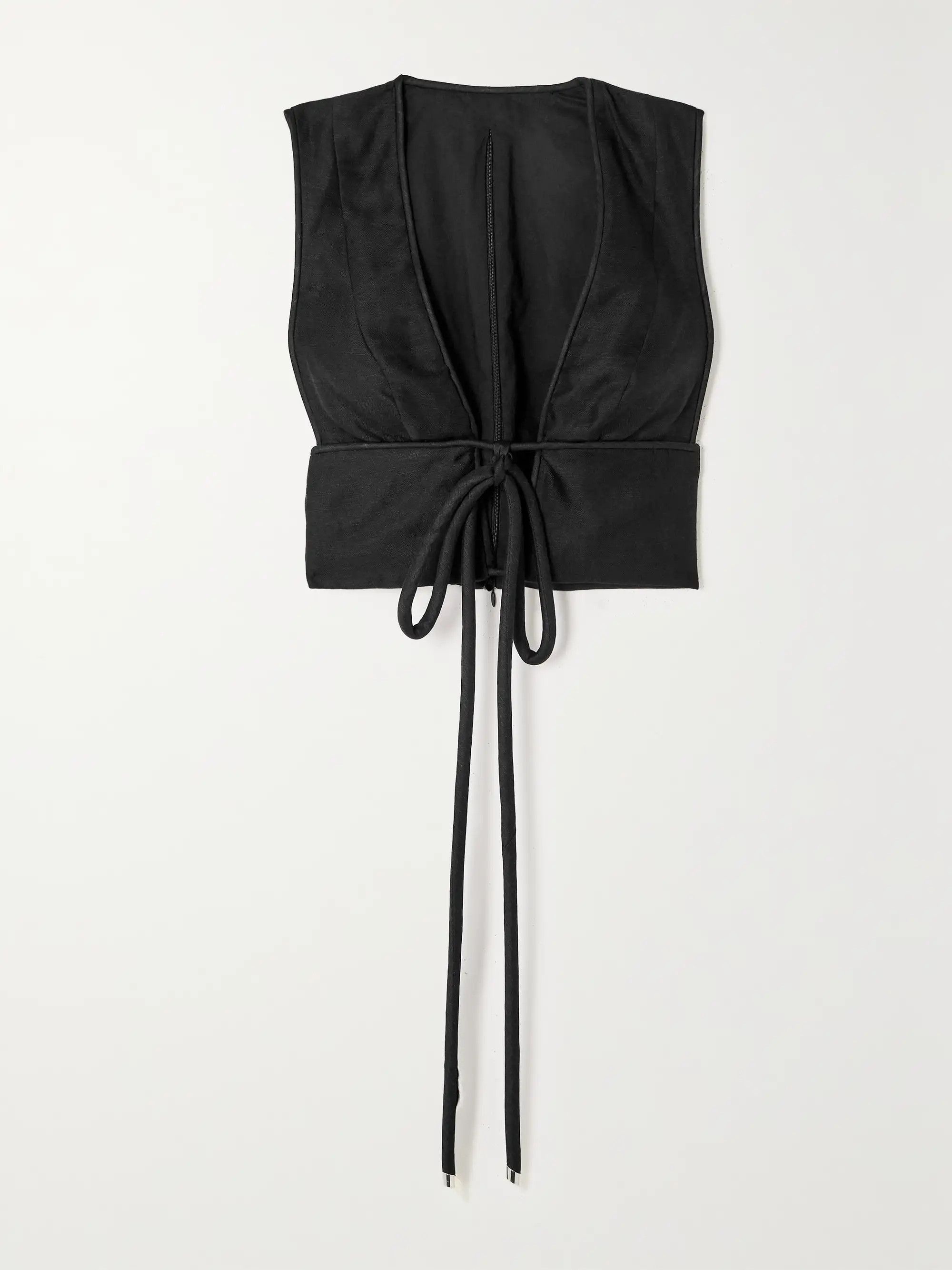 Matchmaker cropped tie-detailed linen and silk-blend top | NET-A-PORTER APAC