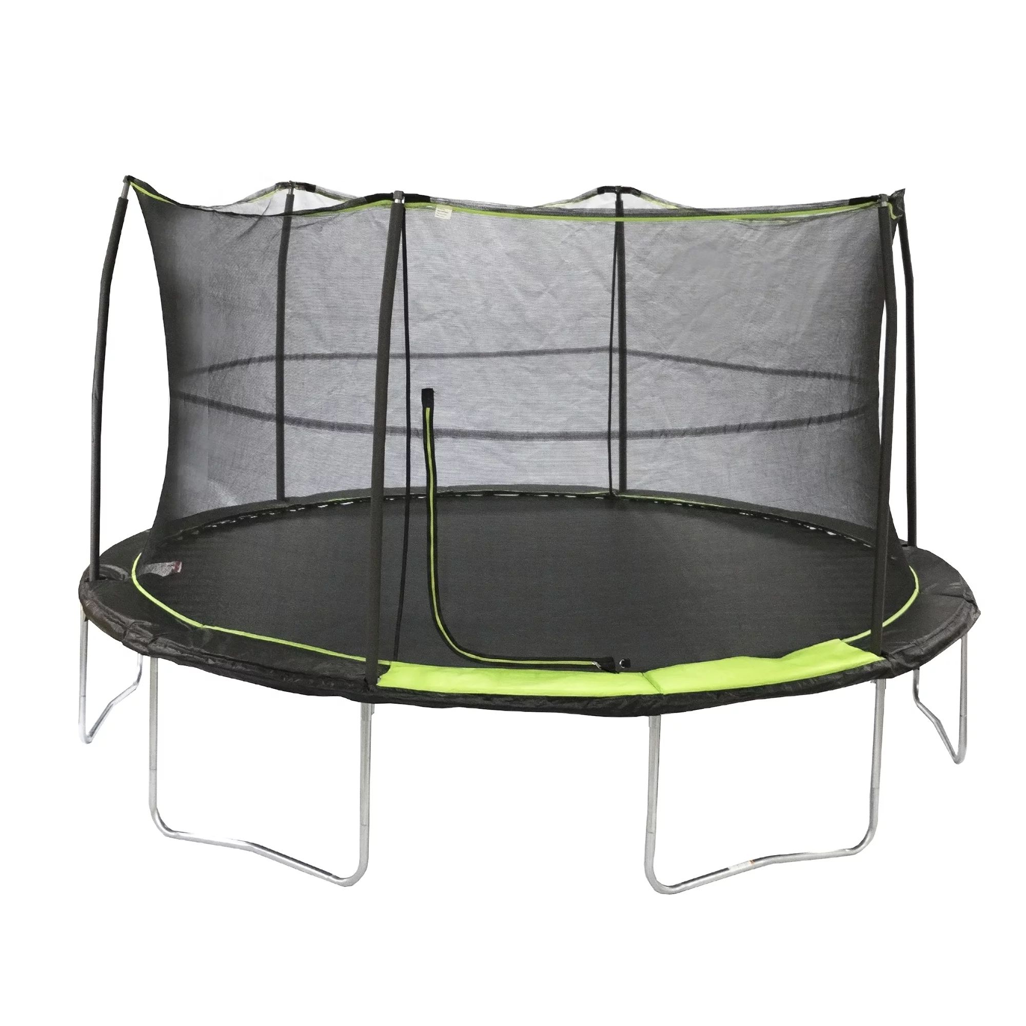 JumpKing 14ft Trampoline with Safety Enclosure, 200lb Weight Limit Black Lime Green | Walmart (US)