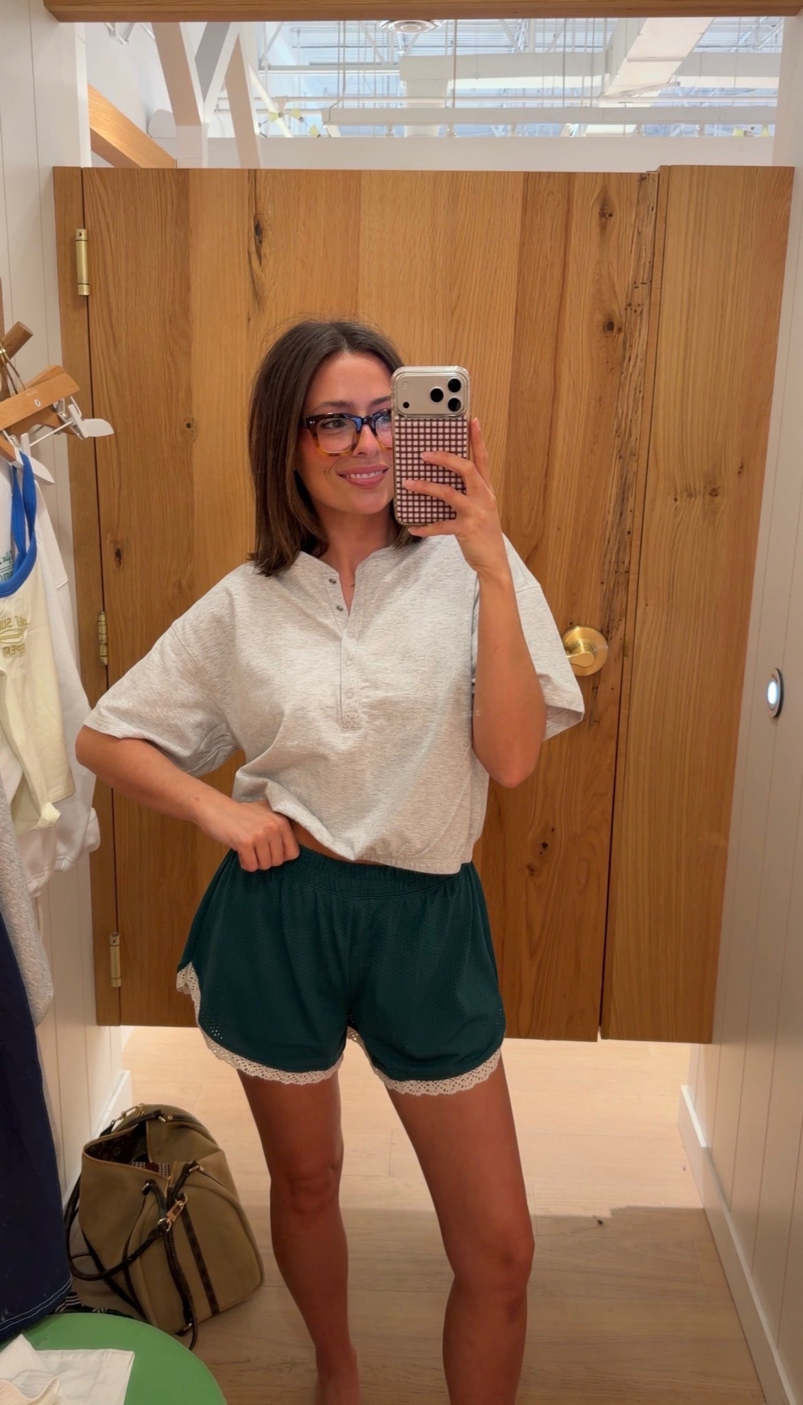 Aerie new arrivals had me SHOOK! Love the lace detailing on these shorts (s) paired with this vintage feeling henley (xs) 

#LTKPetite #LTKxAerie #LTKActive