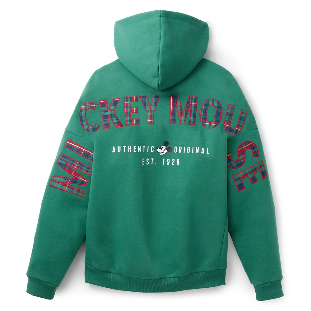 Mickey Mouse Zip Hoodie for Adults – Green with Plaid | Disney Store