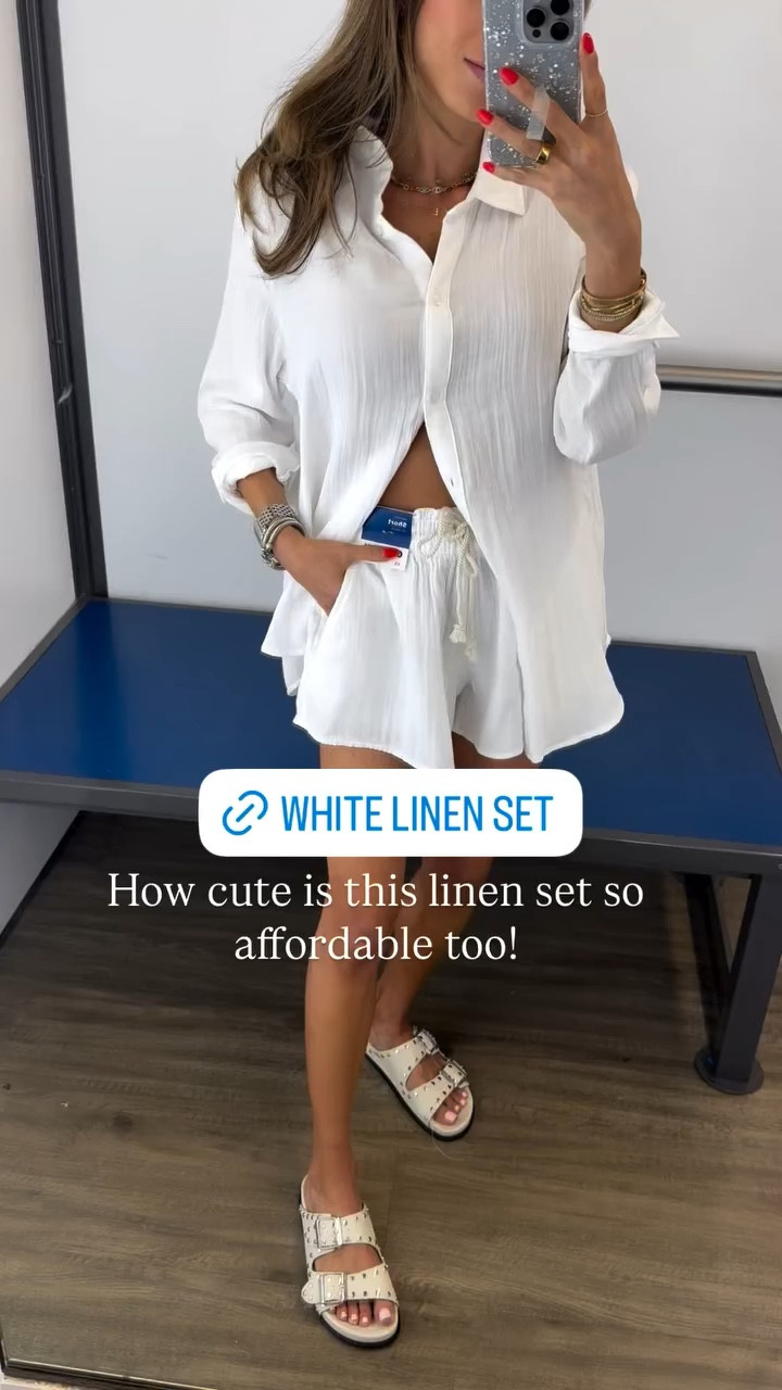 How cute is this linen set so affordable too! Wearing size xs 

#LTKPetite #LTKSeasonal
