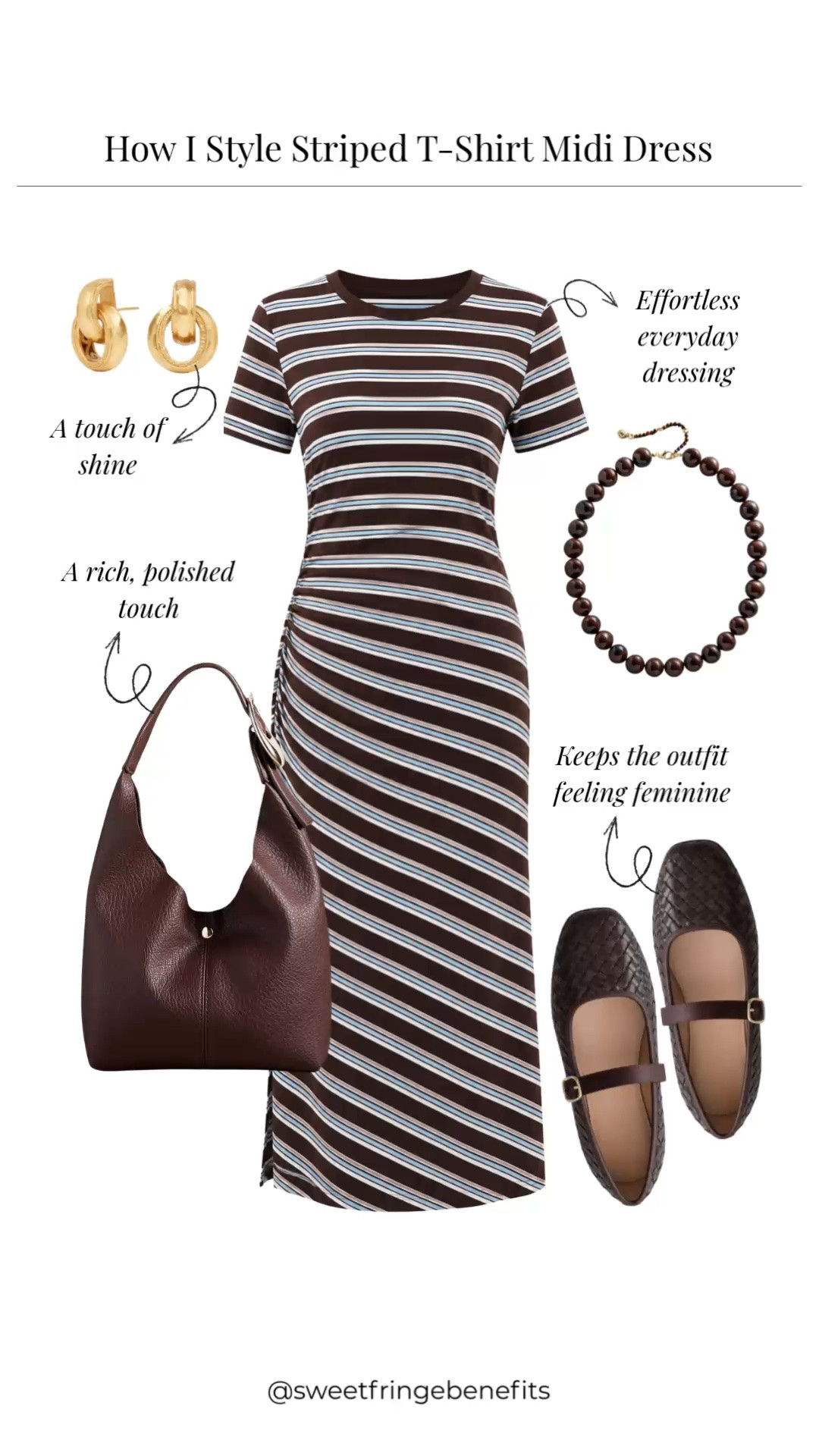 I’m always happy when a simple dress can do this much on its own. The stripes give it a little personality, and I’d keep the accessories easy like this for an outfit that feels feminine without being fussy.

#LTKgrwm #LTKdayinmylife #LTKootd