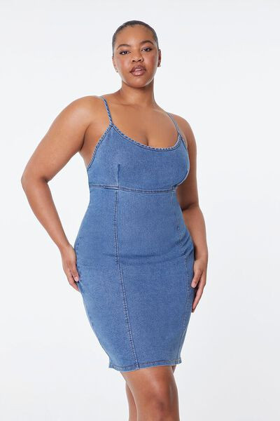 Plus Size Denim Bodycon Mini Dress | Forever 21
