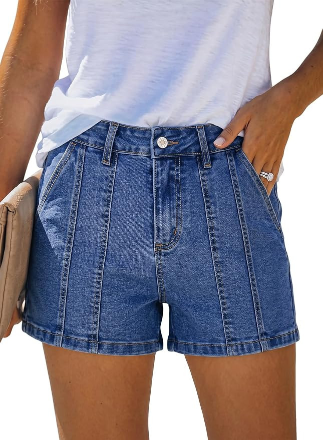 Sidefeel Womens Jean Shorts High Waisted Stretchy Trendy Seamed Front Casual Summer Loose Denim S... | Amazon (US)