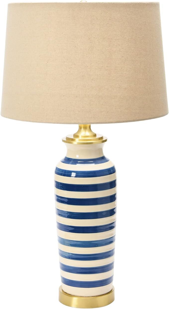 Creative Co-Op 29" H Striped Ceramic and Metal Desk Lamp | Amazon (US)