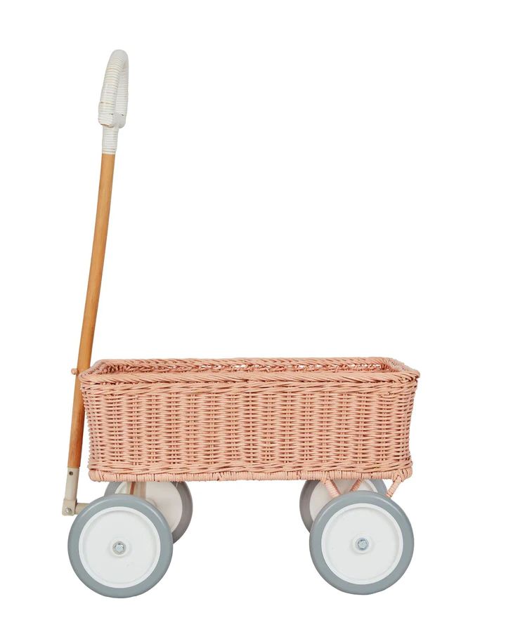 Rattan Wonder Wagon - Rose | Olli Ella - Kids' Rattan Toys | Bohemian Mama