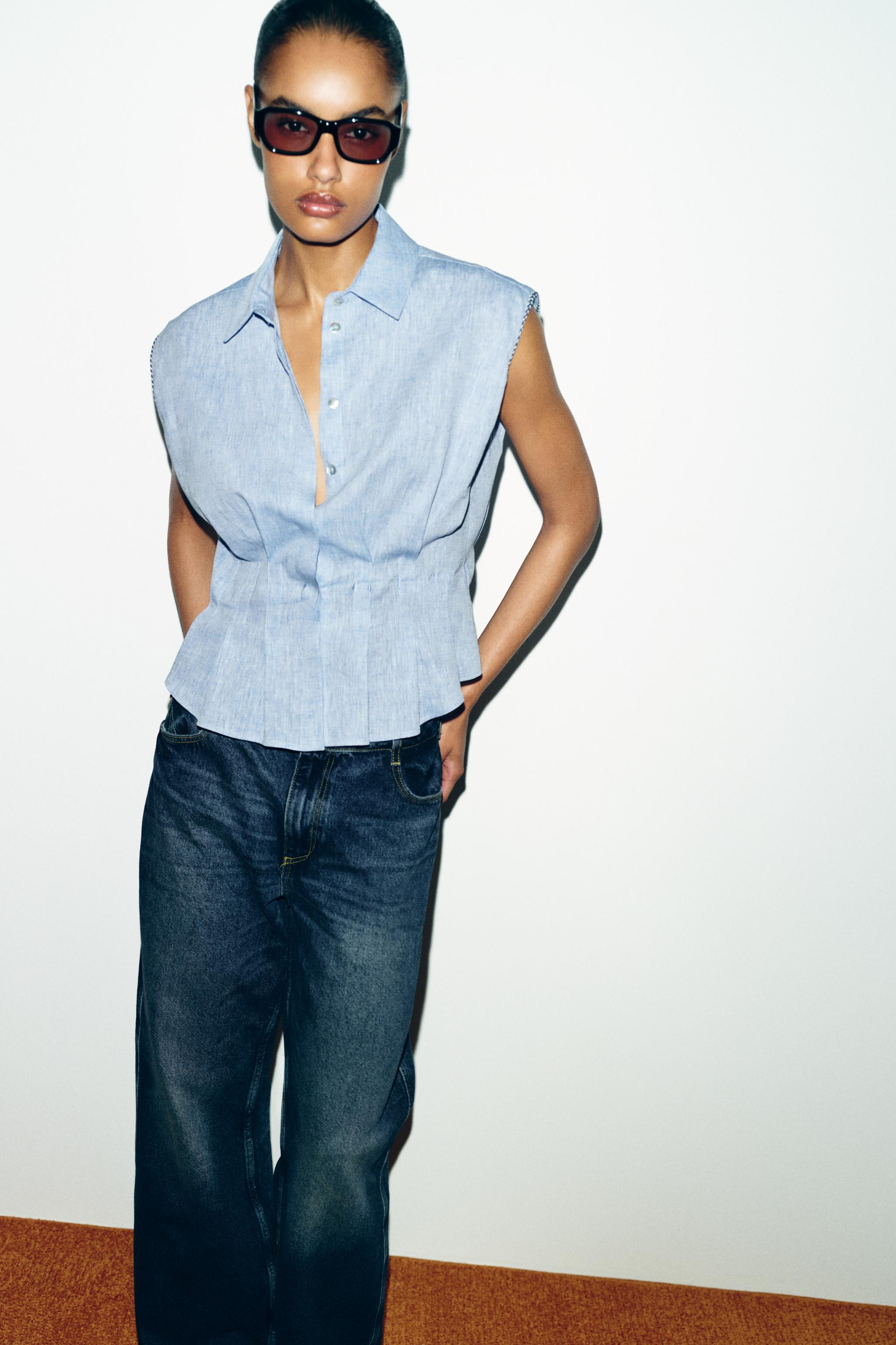 LINEN DARTED TOP | Zara US