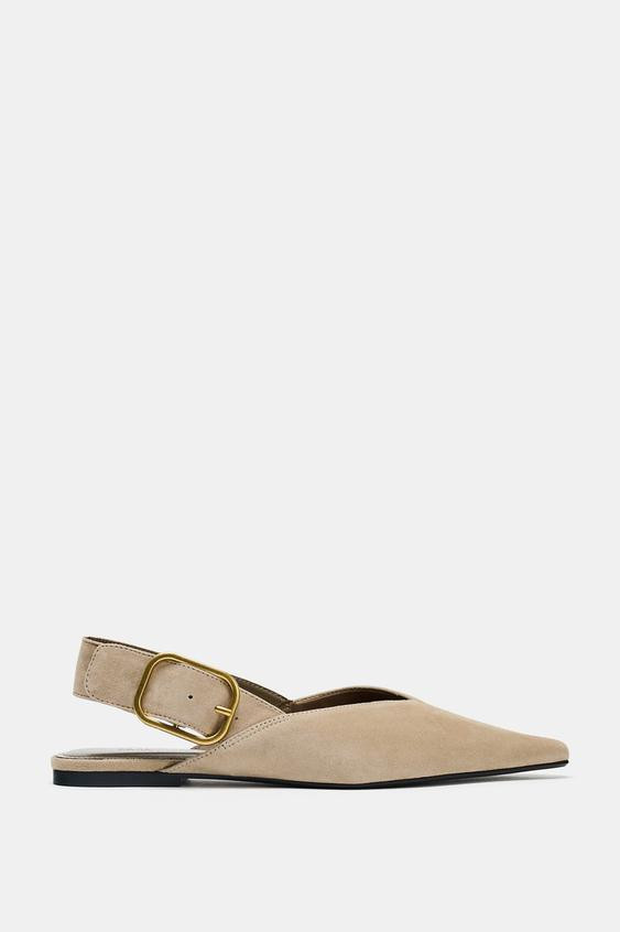 SPLIT LEATHER BUCKLE SLINGBACKS | Zara US