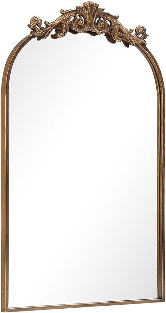 PAIHOME 24x36 Inch Gold Vintage Mirror for Bathroom, Ornate Oil Rubbed Gold Arched Wall Mirror De... | Amazon (US)