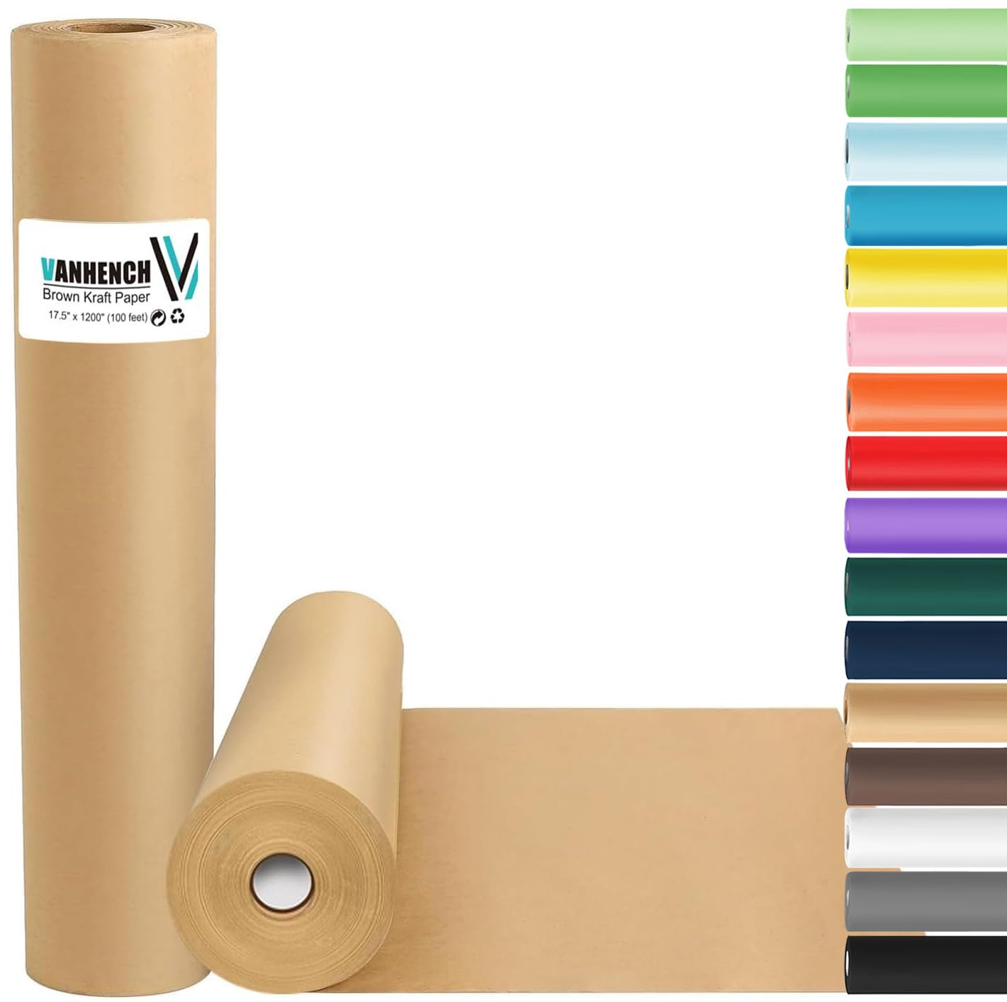 Vanhench Brown Wrapping Paper, Craft Kraft Paper 17.5"x 1200"(100') for Gift Wrapping Bulletin Bo... | Amazon (US)