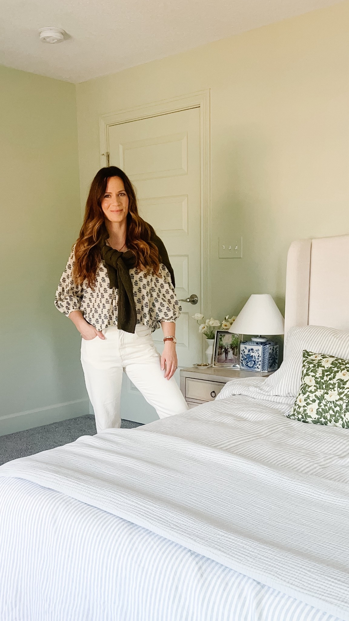 Updating my bedroom by shopping my house: Urban Outfitters wicker side table, chinoiserie lamps, linen chair, Quince bedding 

#LTKHome