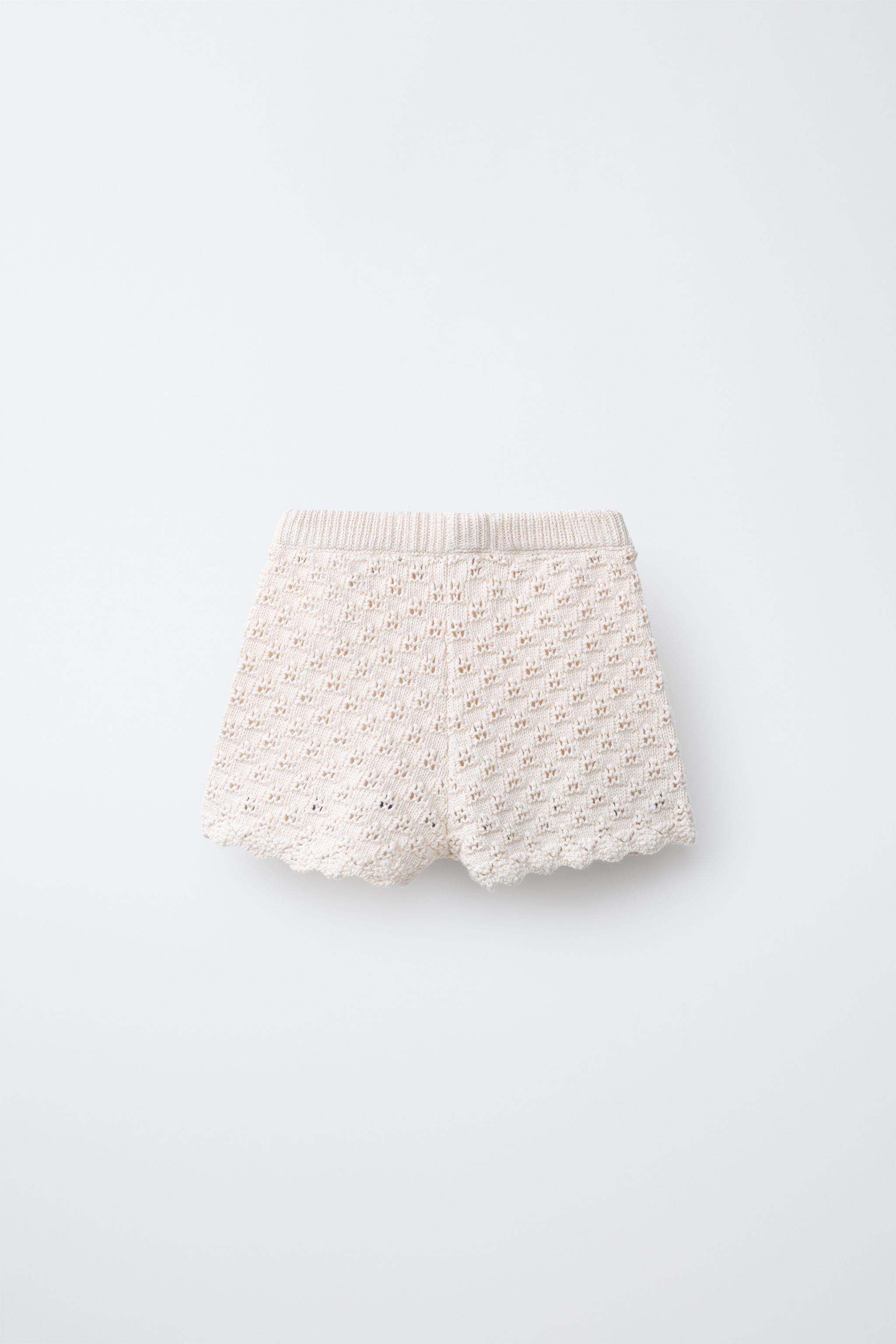 EMBROIDERED CROCHET KNIT SHORTS | Zara US