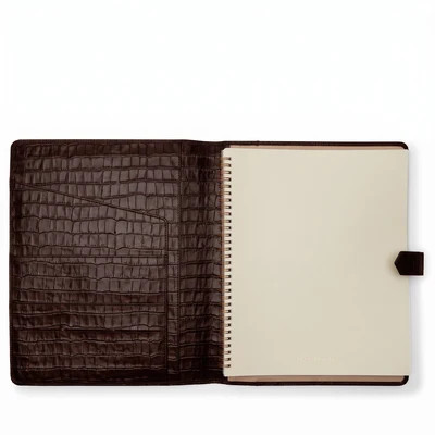 Letter Snap Spiral Journal Brown Croc | Leatherology