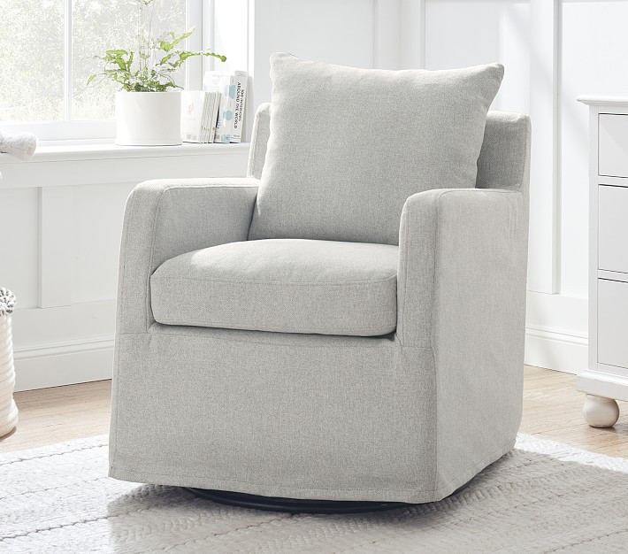 Merritt Slipcovered Swivel Glider | Pottery Barn Kids