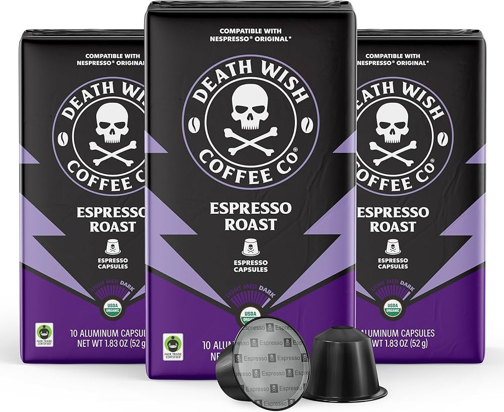 Death Wish Coffee, Espresso Roast Capsules Compatible with Nespresso Original Machines | Amazon (US)