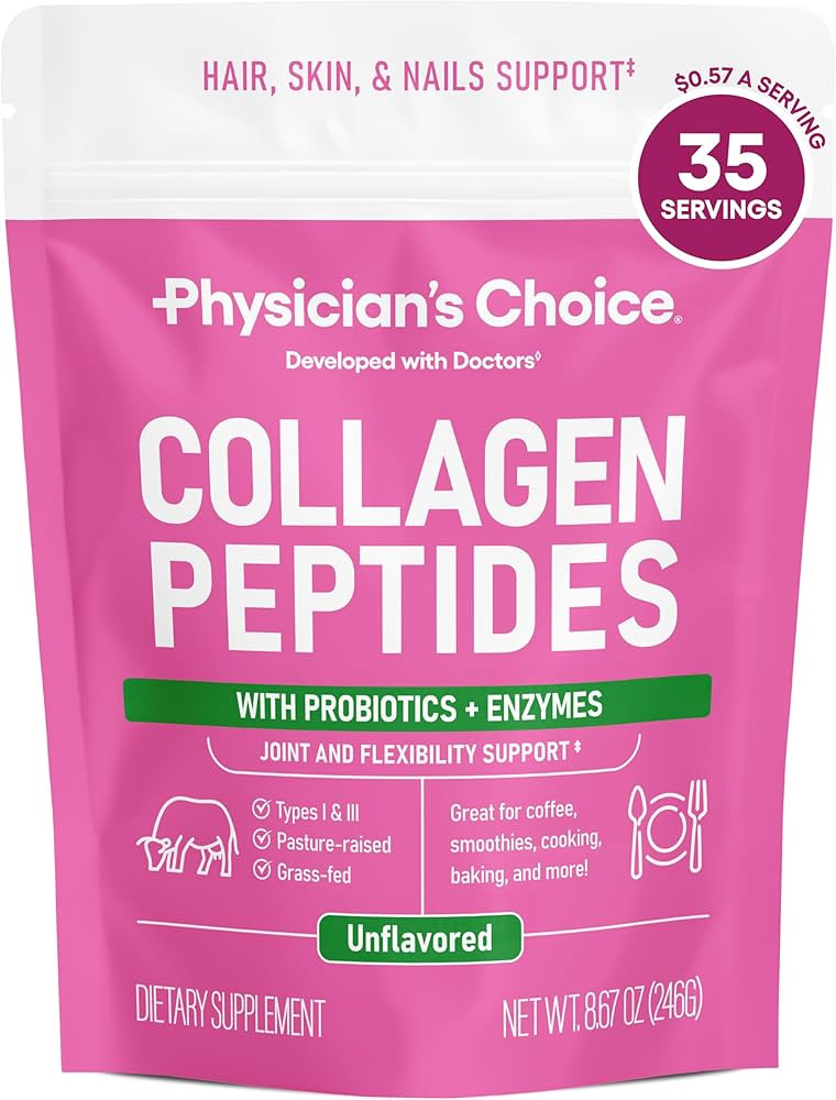 Physician's CHOICE Collagen Peptides - Hydrolyzed Protein Powder for Hair, Skin, Joints - Grass F... | Amazon (US)