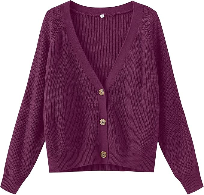 TASAMO Women's Long Sleeve Knit Sweater Open Front Cardigan Button Loose Outerwear | Amazon (US)