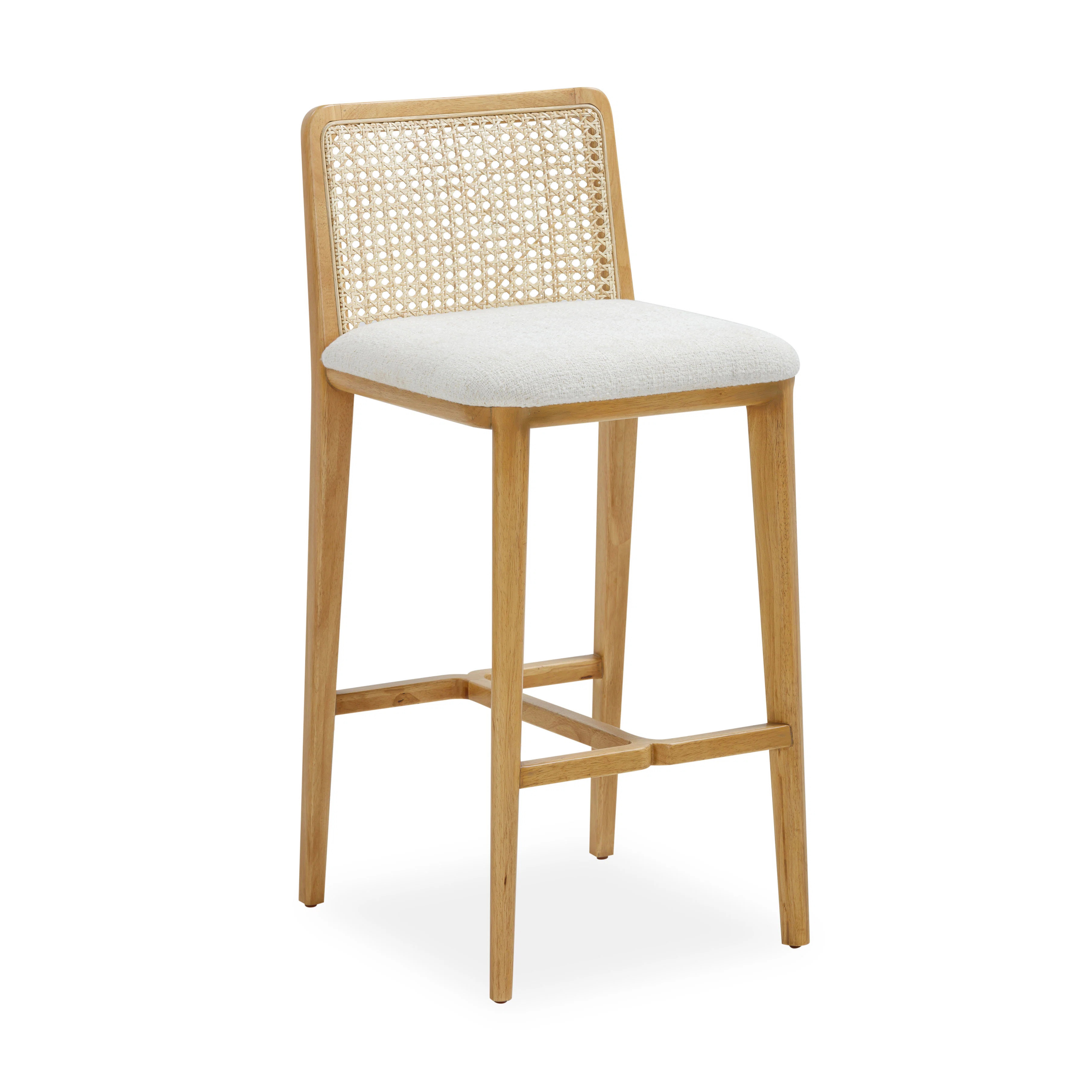 Bayou Breeze Rupp Performance Tweed and Rattan Counter Stool | Wayfair | Wayfair North America