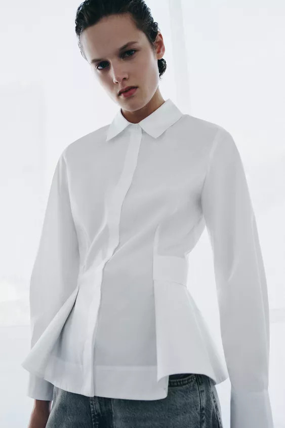 ZW COLLECTION POPLIN PEPLUM SHIRT | Zara UK