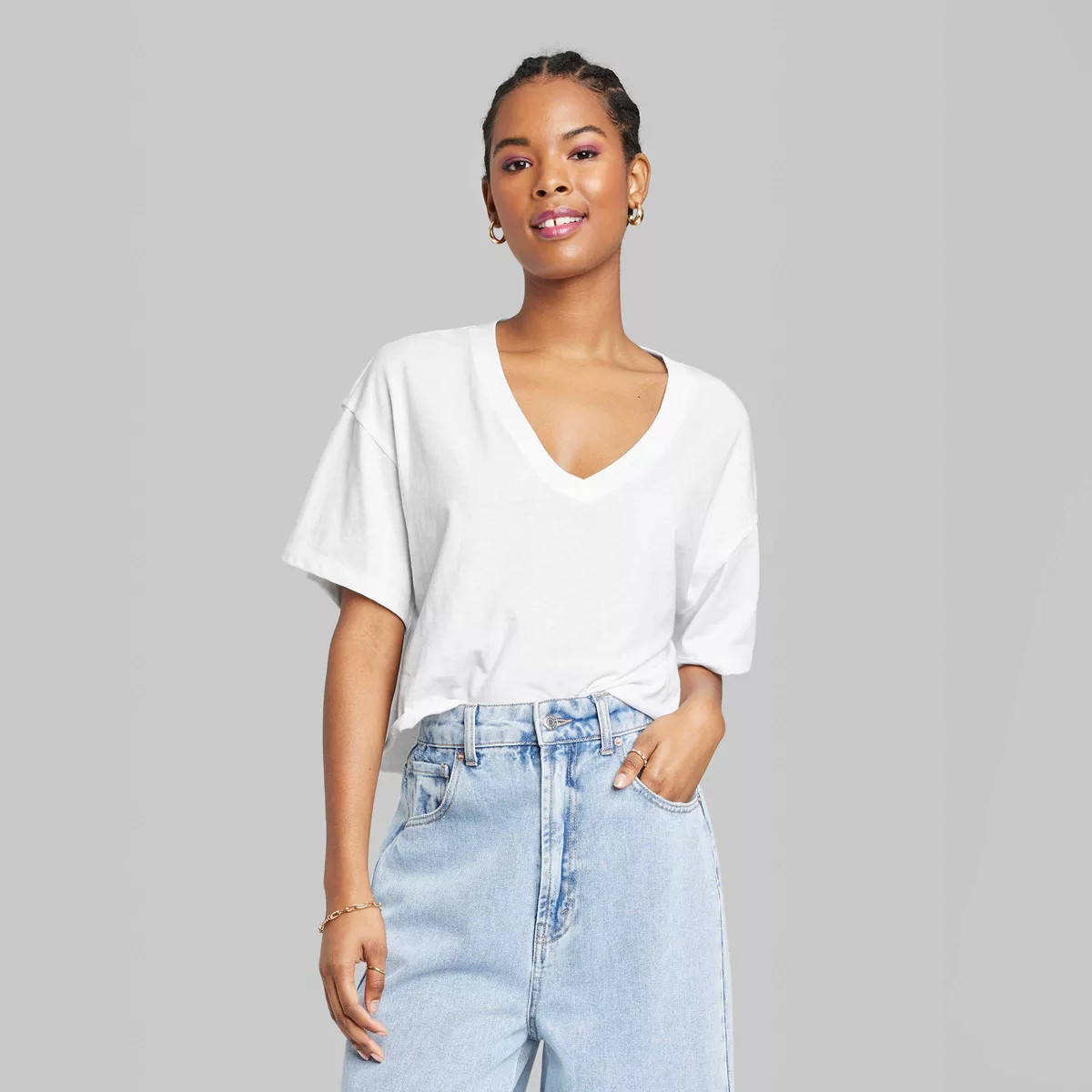 Women's Short Sleeve Relaxed Fit V-Neck Cropped T-Shirt - Wild Fable™ | Target