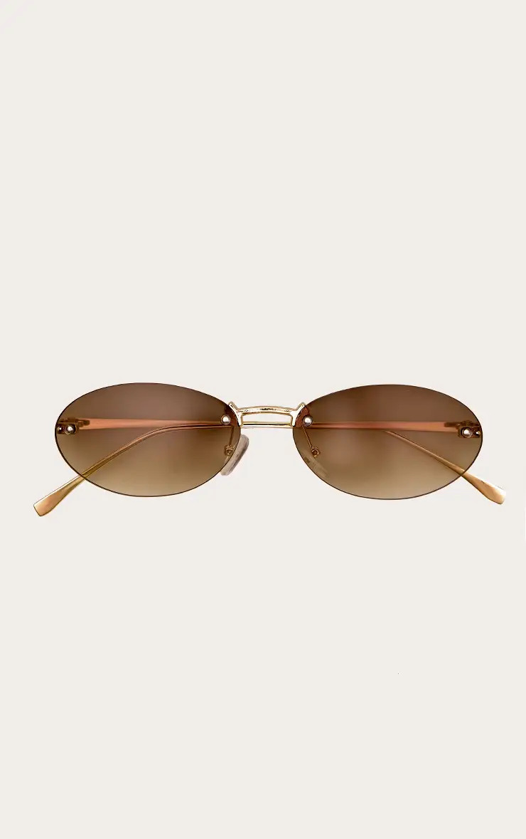 Pink Exposed Lens Slim Oval Sunglasses | PrettyLittleThing UK