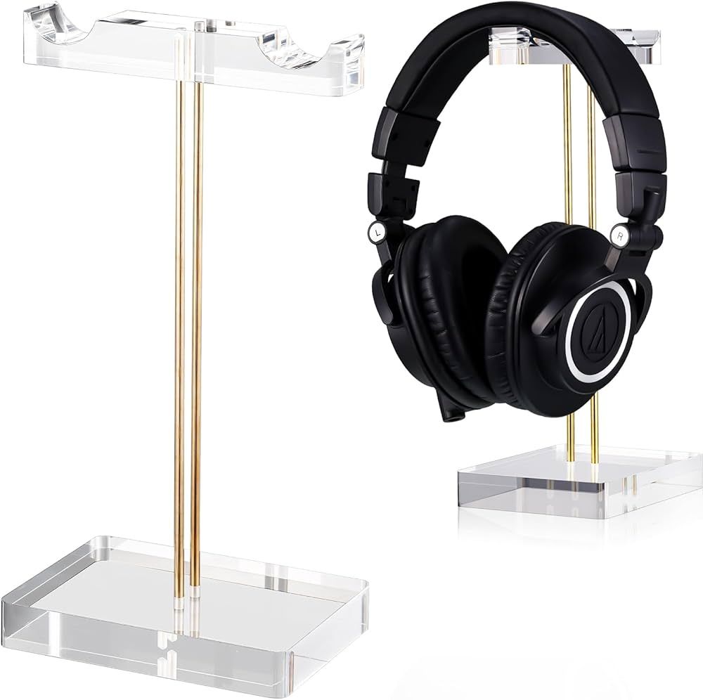 Geetery Acrylic Headphone Stand Headset Holder with Gold Hardware Transparent Desktop Gaming Clea... | Amazon (US)