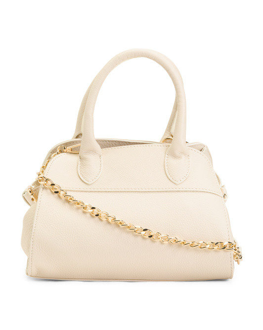 Made In Italy Leather Small Dome Satchel With Crossbody Strap | TJ Maxx