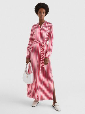 Tommy Hilfiger Women's Striped Maxi Dress White / Pink Splendor Stripe - 12 | Tommy Hilfiger (US)