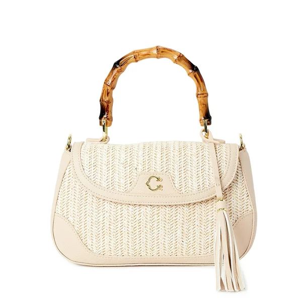 C. Wonder Women’s Jasmine Faux Straw Shoulder Bag with Bamboo-Look Handle | Walmart (US)