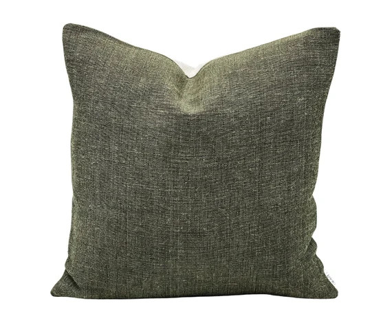 Krinto Rustic Solids in Olive Pillow cover, Olive green Pillow, Modern Farmhouse Pillow, Designer... | Etsy (US)