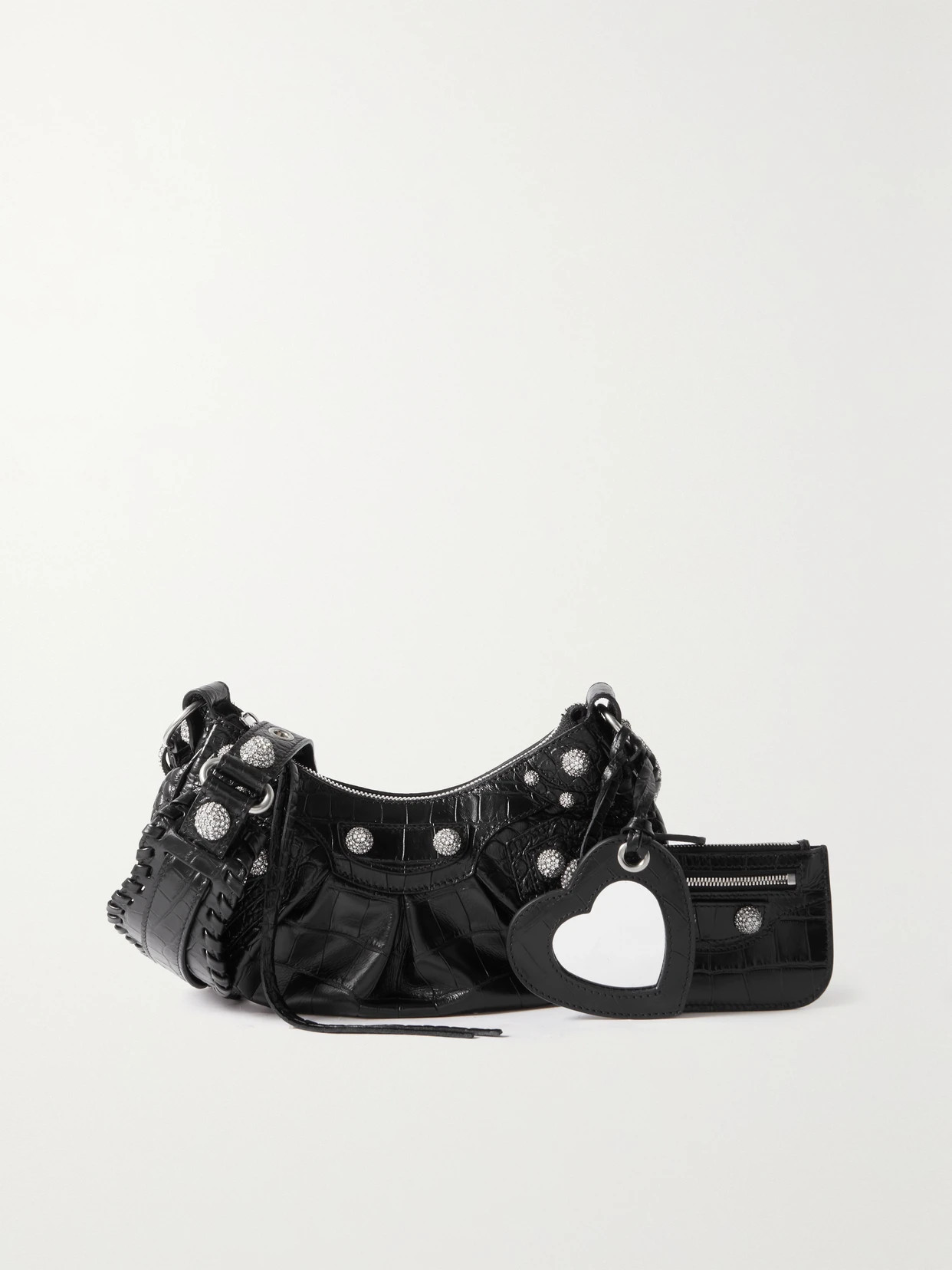 Balenciaga - Le Cagole Xs Embellished Croc-effect Leather Shoulder Bag - Black | NET-A-PORTER (US)