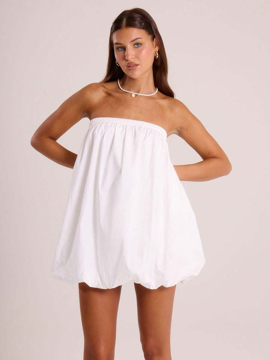 MUSERA Bandeau Puff Ball Mini Dress | SHEIN