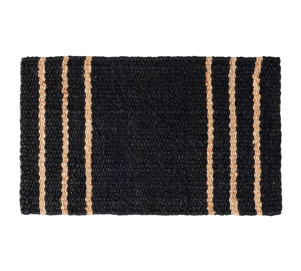 Three Stripe Natural Fiber Doormat, 18 x 30&amp;quot;, Natural | Pottery Barn (US)
