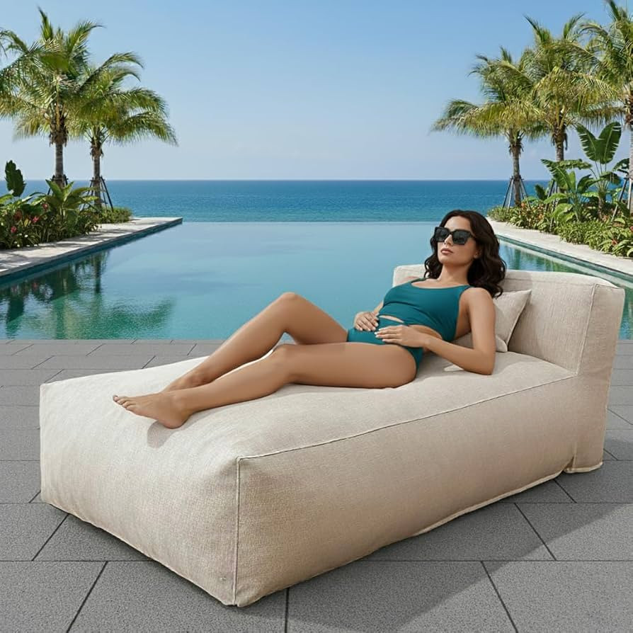 SUNPEAK Outdoor Bean Bag Lounger Chair, Big Comfy Outdoor Daybed for Sunbathing and Tanning - Wat... | Amazon (US)