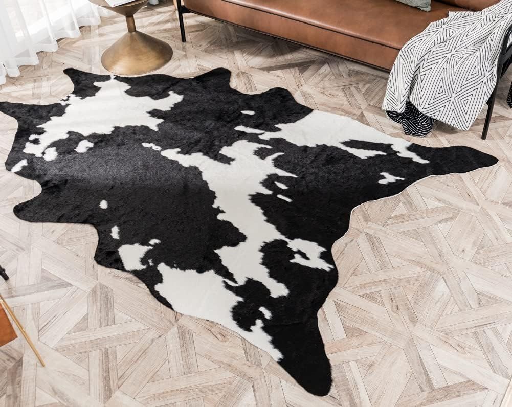 Cow Print Rug Faux Cowhide Area Carpet Animal Print Mat for Living Room Bedroom Non-Slip 2.5ft x ... | Amazon (US)