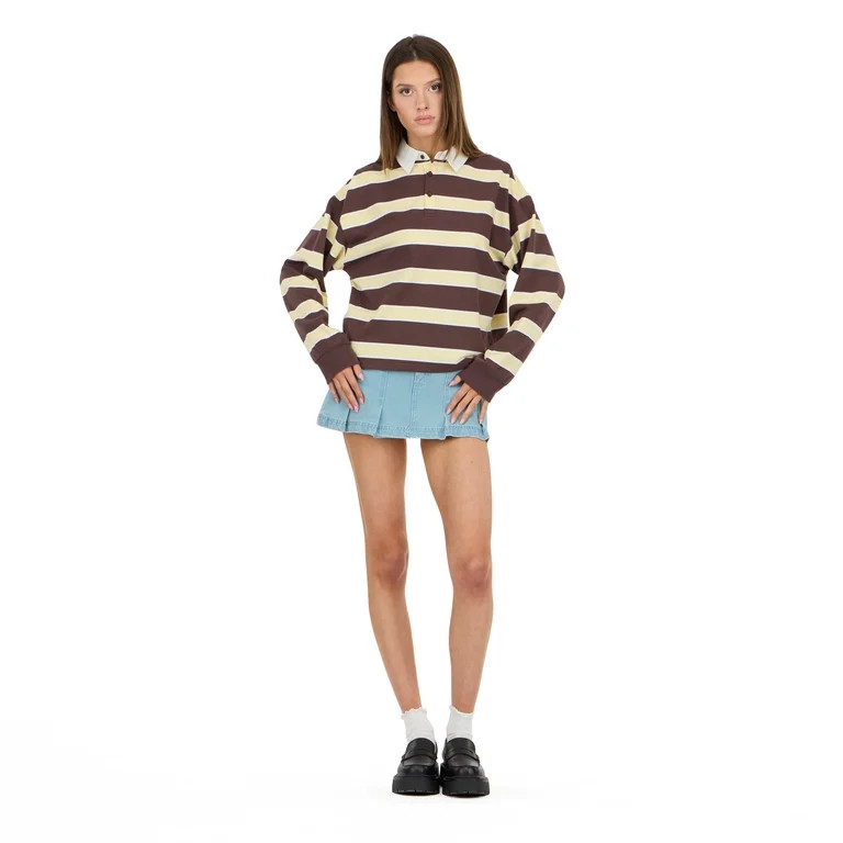 Forever 21 Women’s Oversized Polo Shirt, Short Sleeve Cotton-Blend Top, XS-XL | Walmart (US)