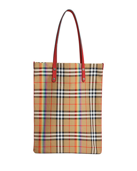 Vintage Rainbow Check Large Shopper Tote Bag | Neiman Marcus