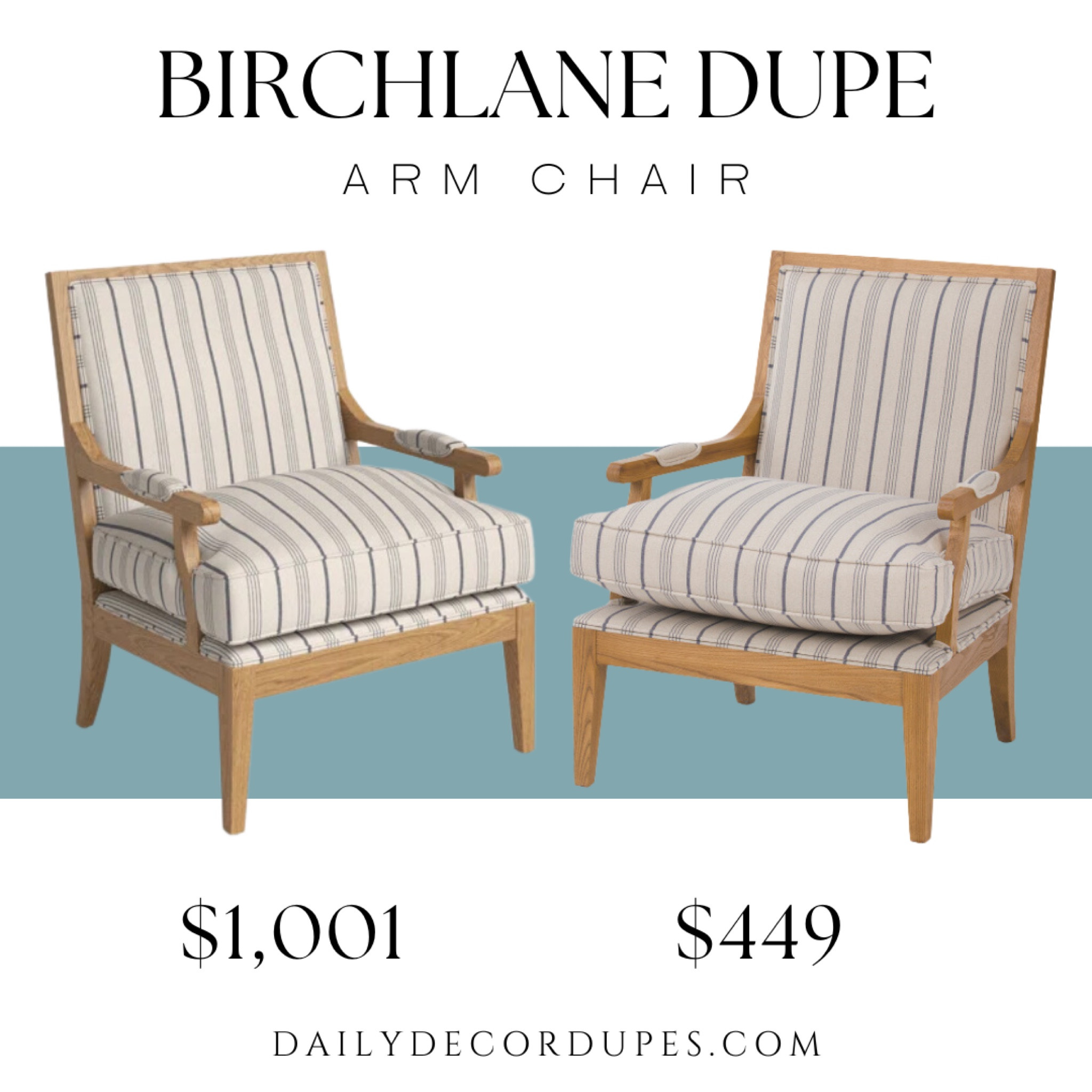 Birchlane arm chair dupe. Solid oak armchair. Reading chair. Removable and reversible seat cushion. Classic stripped pattern. Residential furniture. Modern living room furniture. 

Dupe dupes more affordable option find replica copy cat similar look for less budget friendly affordable cheap cheaper beautiful pretty. Clearance sale coupon code discount code promo code luxury lookalike look a like Inspo inspiration inspired by idea ideas Love dupes like these? I share multiple every day in my FB group “DAILY DECOR DUPES”

#LTKHome #LTKSaleAlert