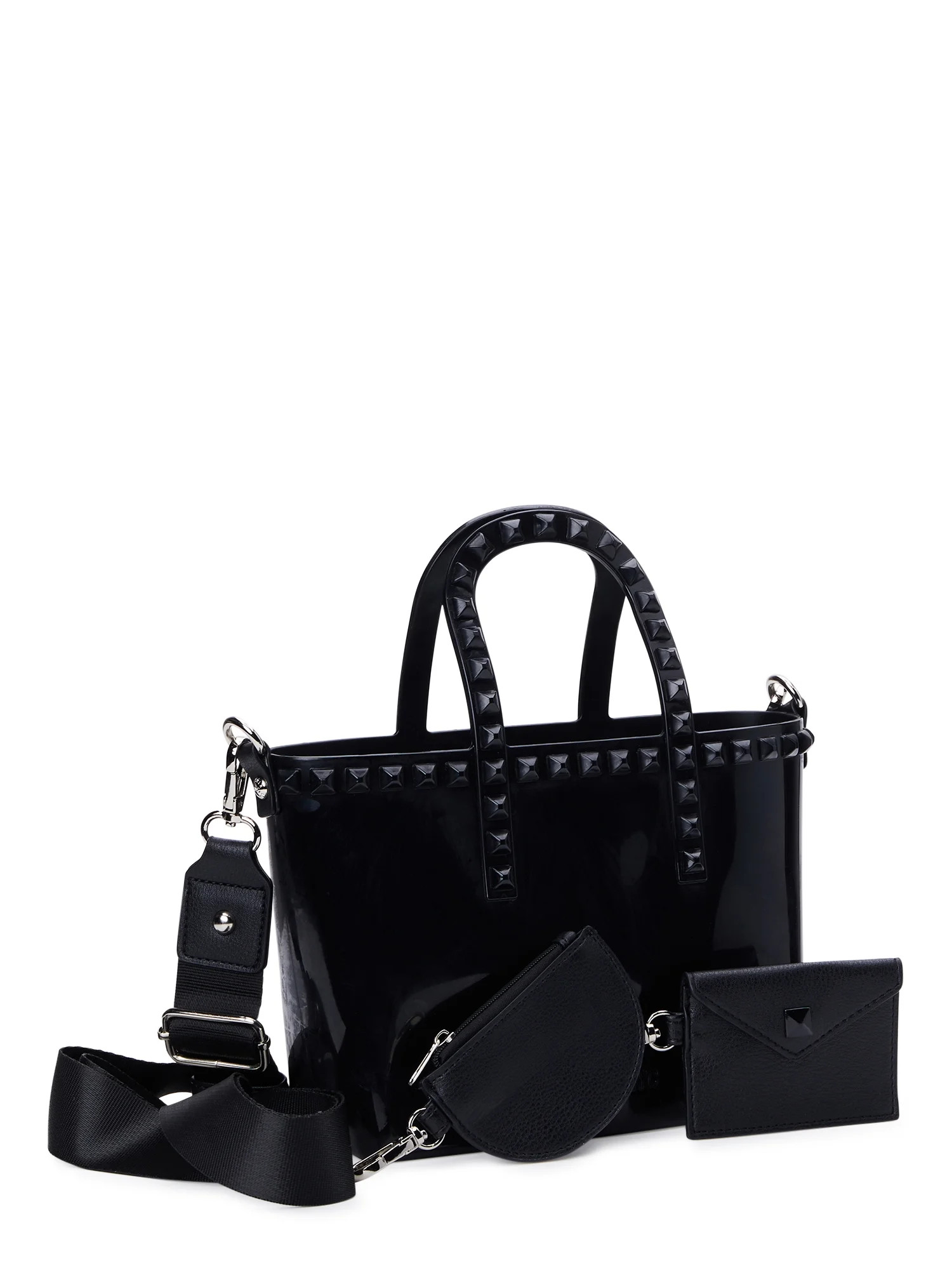 Madden NYC Women's Jelly Studded Mini Tote with Removable Pouch Black | Walmart (US)