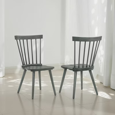 GDFStudio Rosalind Farmhouse Dining Chairs with Curved Slatted Backrest (Set of 2), Gray | Target