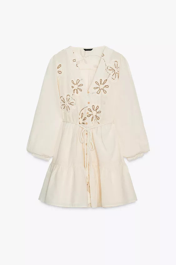 EMBROIDERED TEXTURED DRESS | Zara US