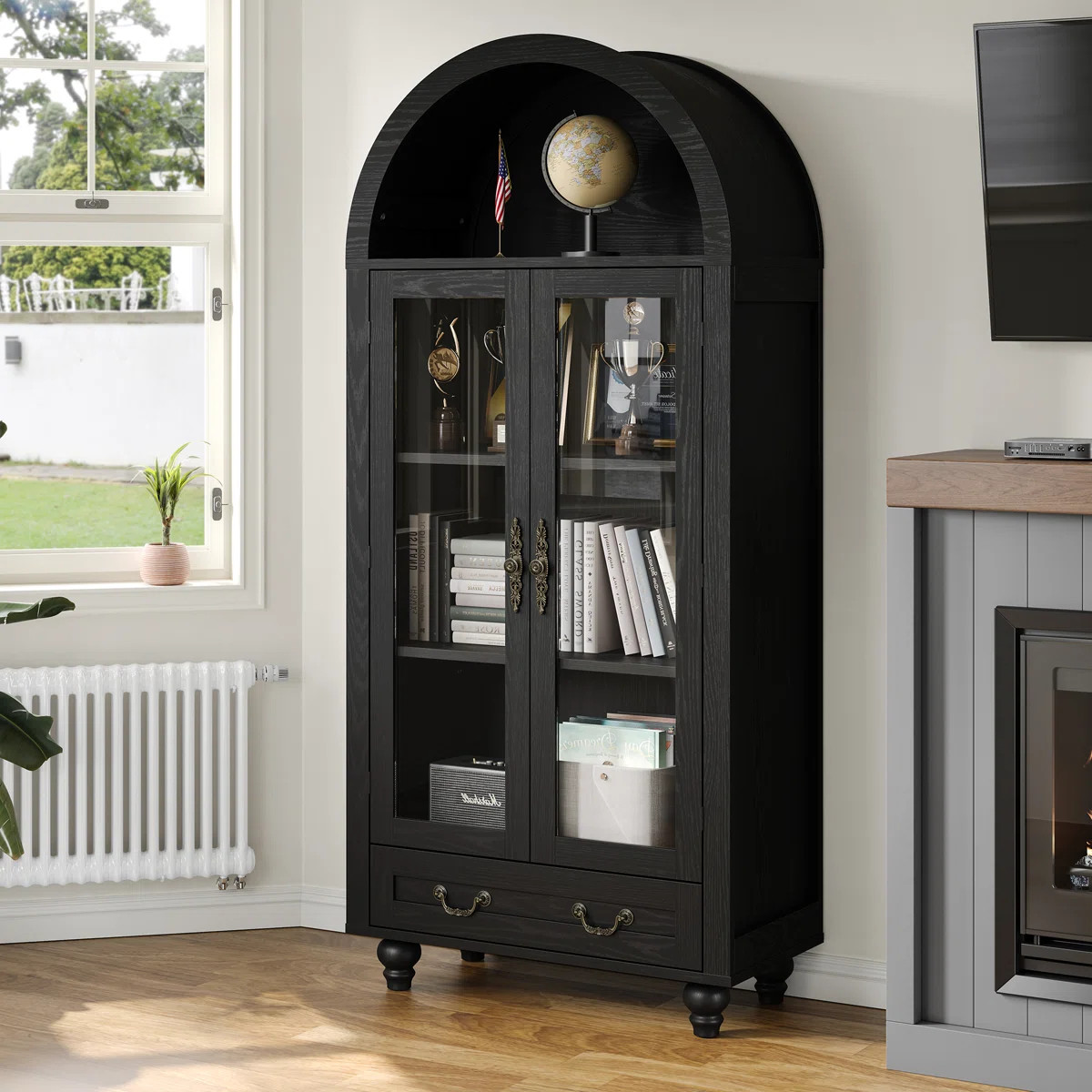 Darby Home Co Amandra 71"Storage Bookcase,Arched Cabinet with Glass Doors and Drawer & Reviews | ... | Wayfair North America