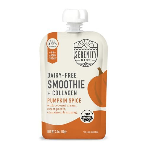 Serenity Kids Organic Pumpkin Spice Protein Smoothie Pouch - USDA Organic - Dairy Free, 3.5 Ounces (Pack Of 12) | Amazon (US)