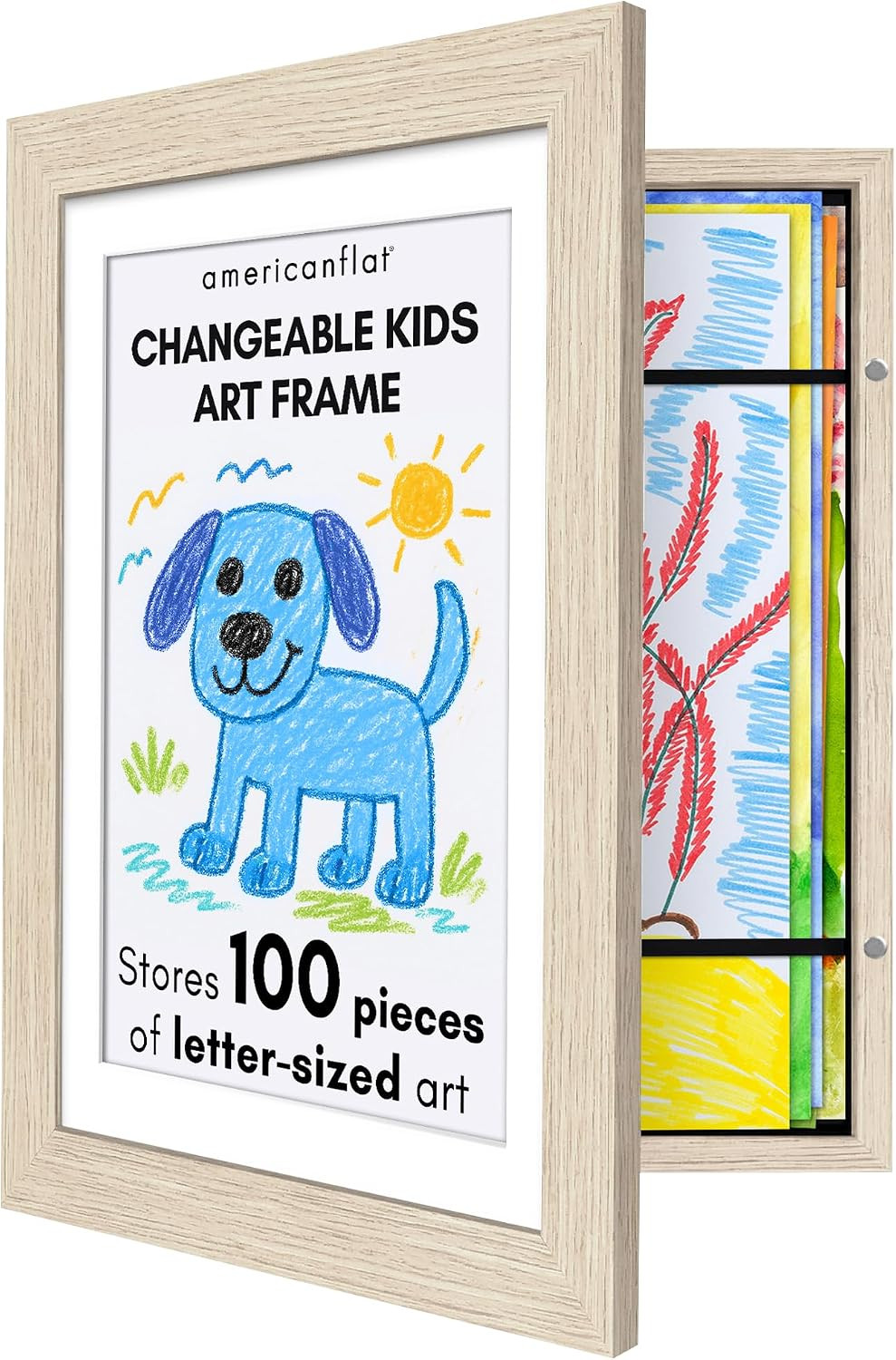 Americanflat 8.5x11 Changeable Kids Art Frame - Light Wood | Amazon (US)
