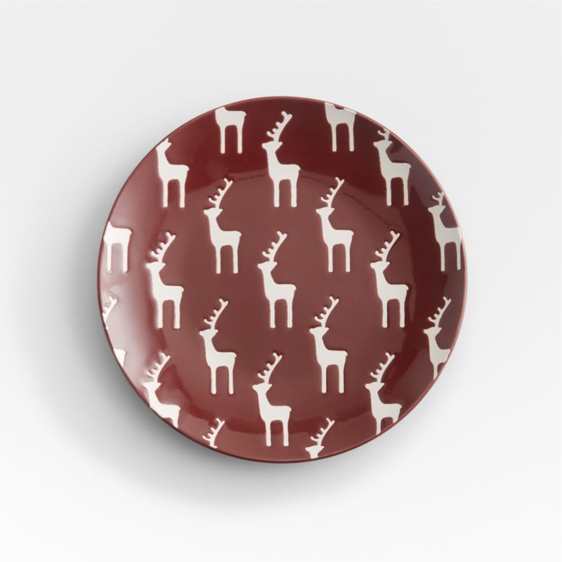 Christmas Reindeer Salad Plate | Crate & Barrel | Crate & Barrel