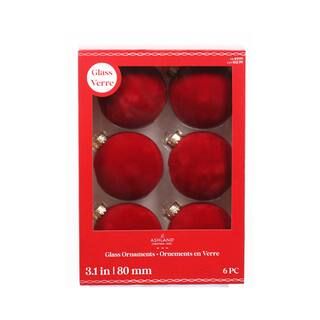 6ct. 3" Red Flocked Glass Ball Ornaments by Ashland® | Michaels | Michaels Stores